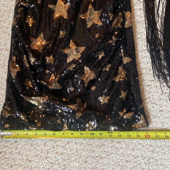Nasty Gal Sequin Fringe Dress Star Sequin Plunge Neck sparkle phish size 4 - Picture 16 of 16